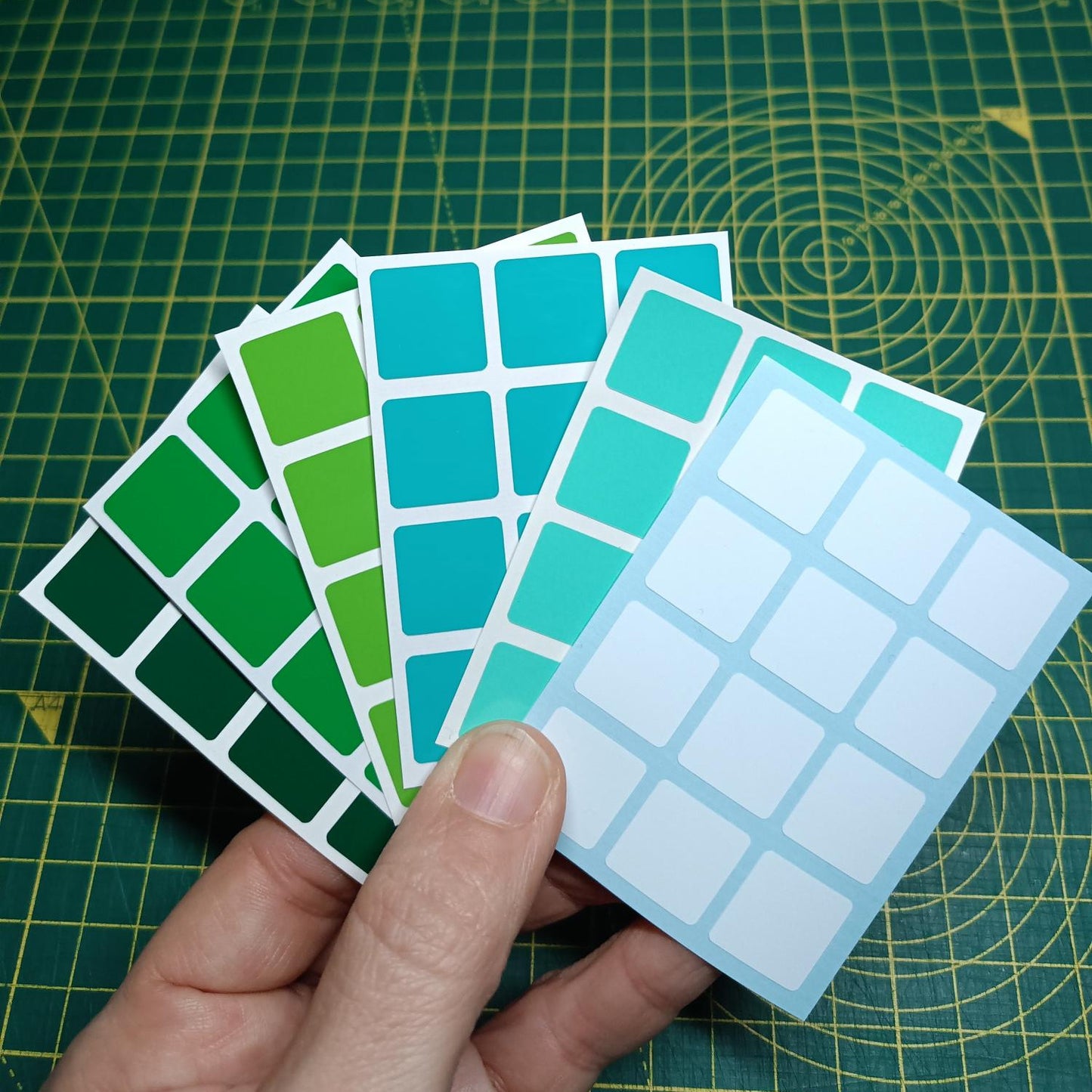 3x3 Full Set Replacement Stickers – GREEN Range | High-Quality Vinyl Sticker Set for Magic Cube | DIY Cube Restore & Custom Upgrade