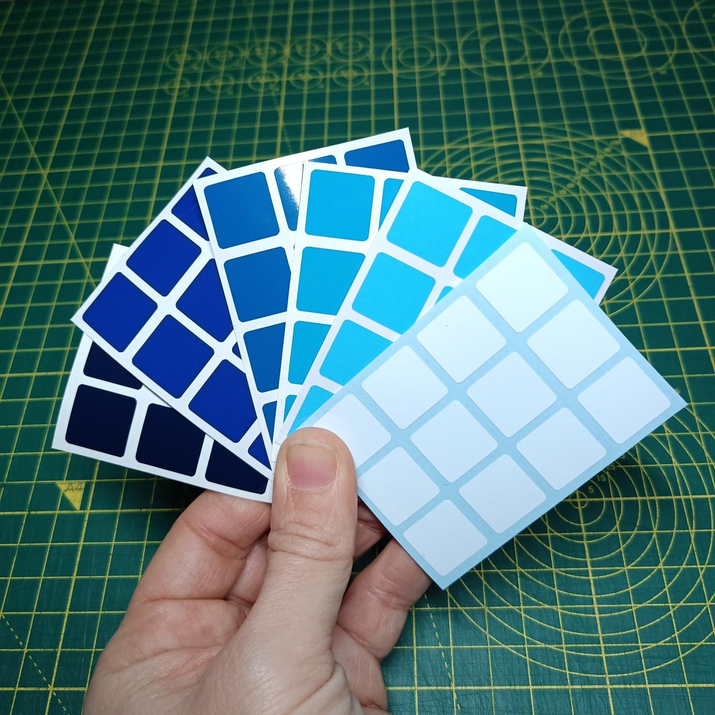 3x3 Full Set Replacement Stickers – Blue Range | High-Quality Vinyl Sticker Set for Magic Cube | DIY Cube Restore & Custom Upgrade