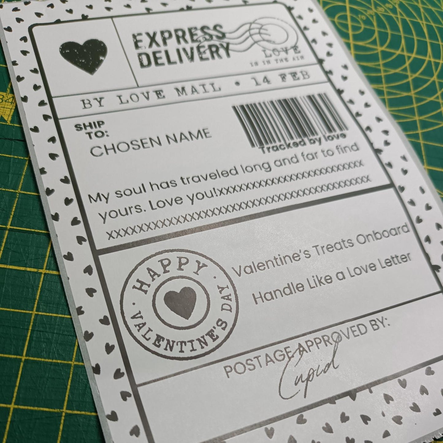 Personalised Valentine’s Day Gift Label | Custom Name & Message | Express Love Mail fake Label | Physical Adhesive Sticker for Gifts