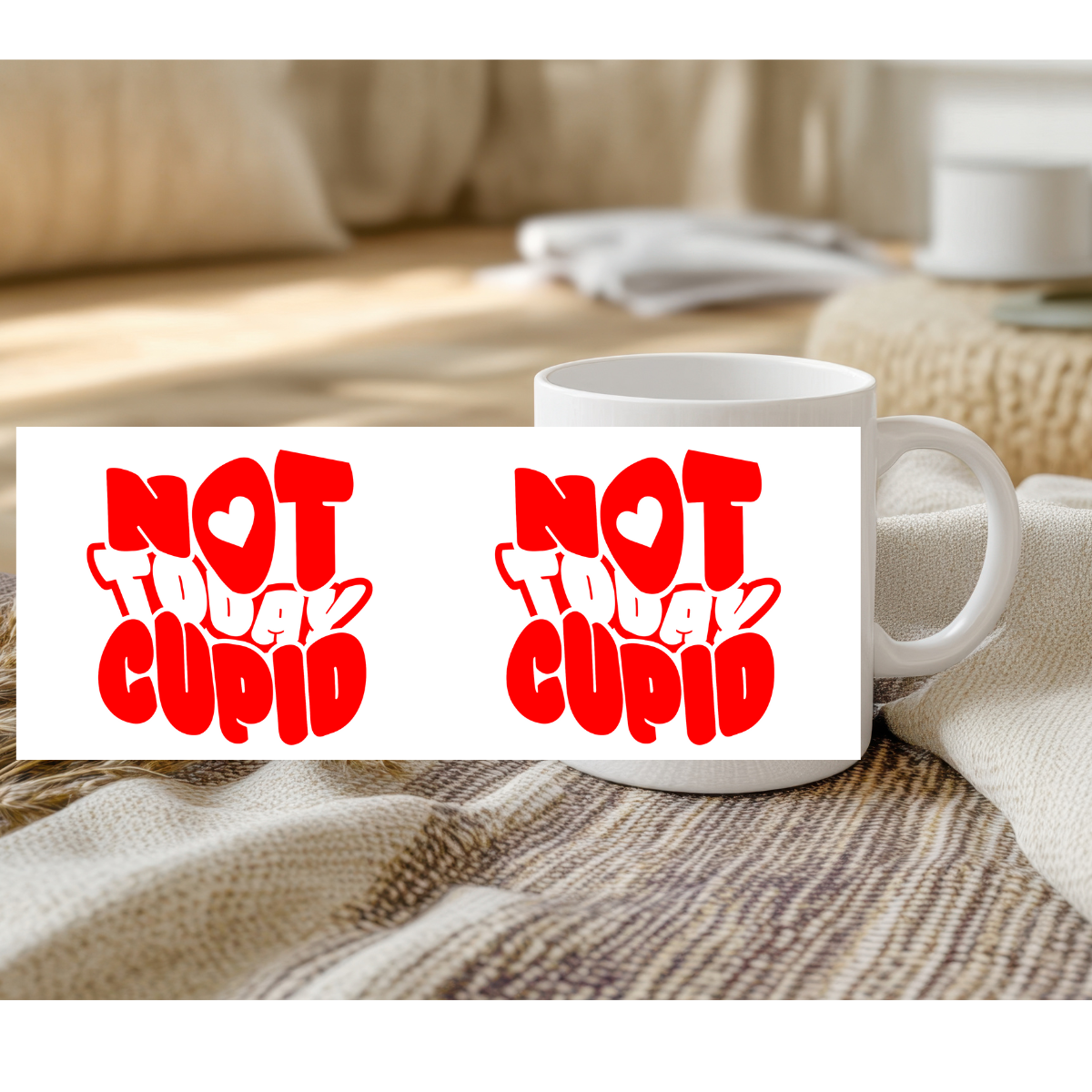 Not today Cupid 11 Oz Mug – Funny Anti-Valentine’s Day Gift, Sassy Coffee Cup