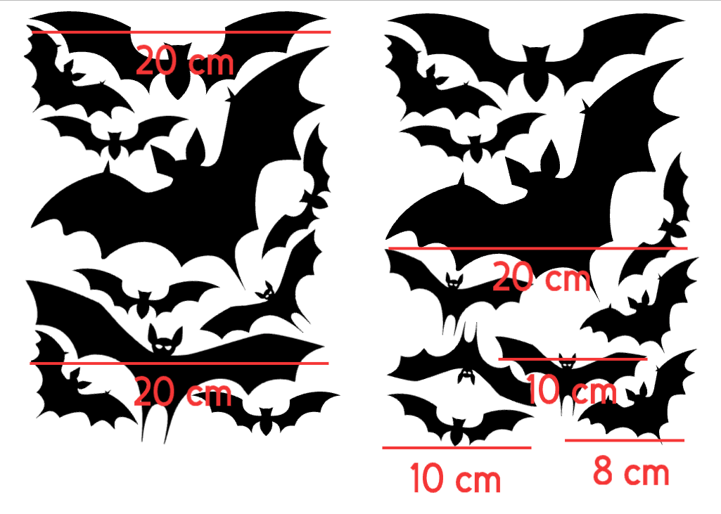 Halloween Bat Window Clings: Reusable Vinyl Stickers (21 bats)