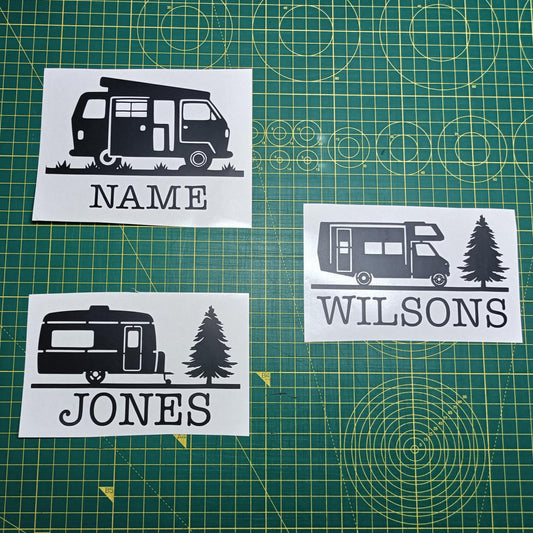 Custom Family Name RV Decal for Camping Adventures