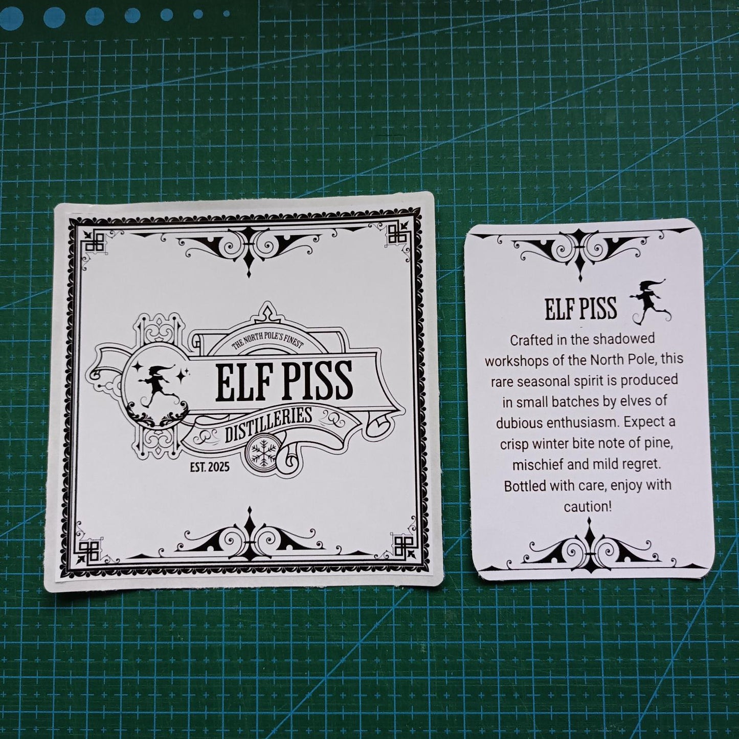 Funny Christmas Wine Bottle Label “ Elf Piss” Front Label + Optional Back Label - Secret Santa gift