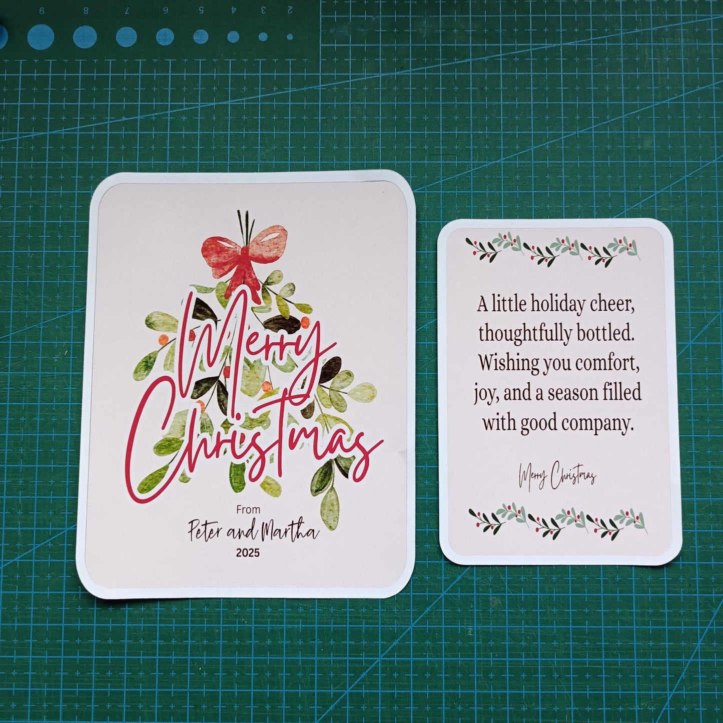 Personalised Christmas Wine Bottle Label – Front Label + Optional Back Label