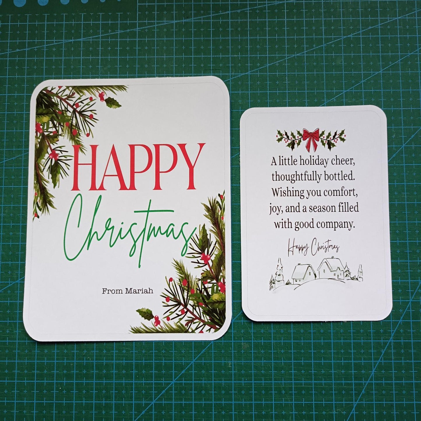 Personalised Happy Christmas Wine Bottle Label – Front Label + Optional Back Label