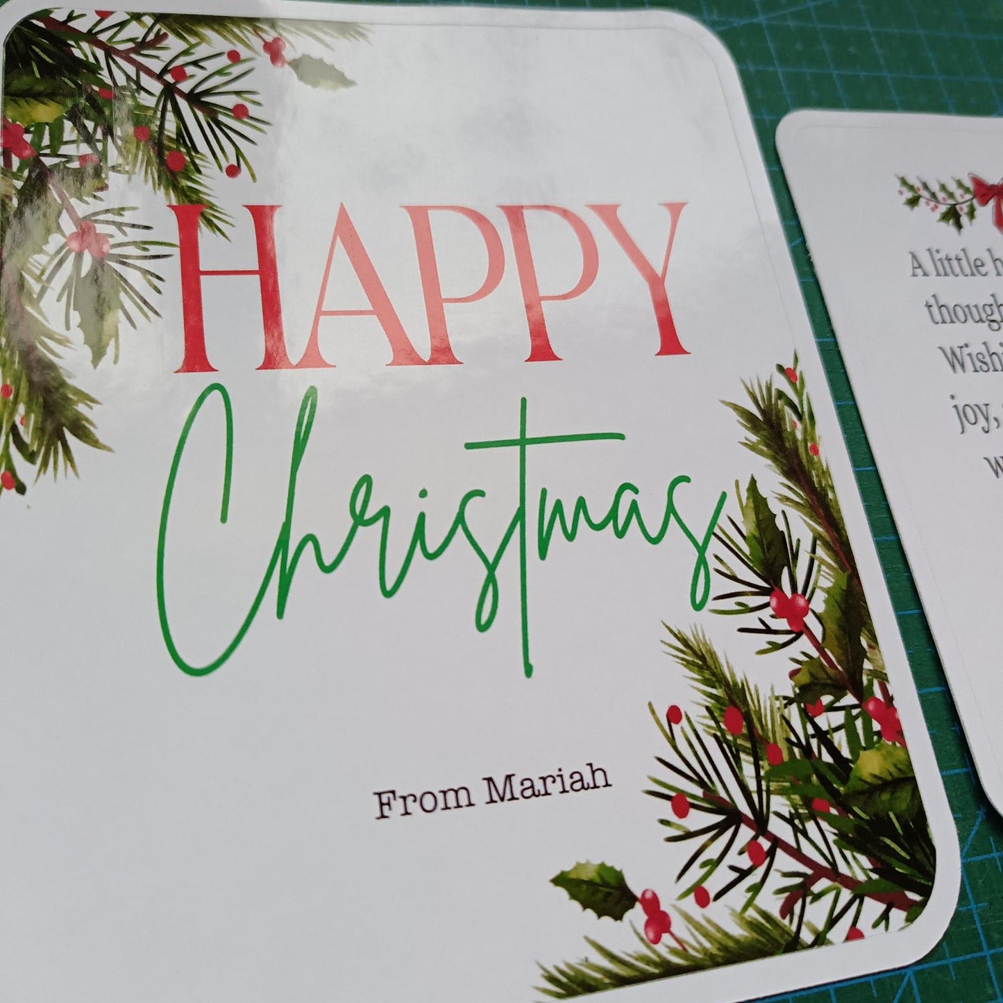 Personalised Happy Christmas Wine Bottle Label – Front Label + Optional Back Label