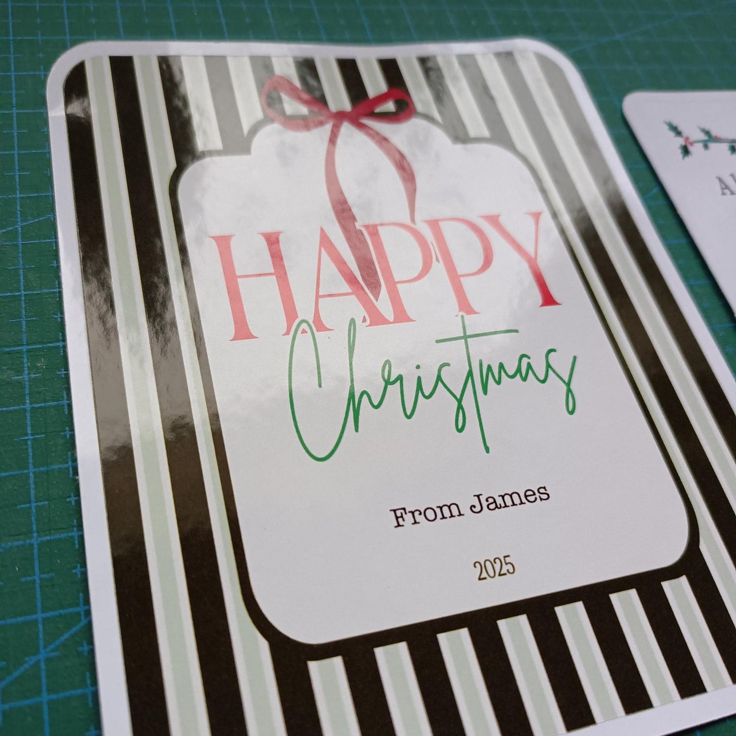 Custom Happy Christmas Wine Bottle Label – Front Label + Optional Back Label