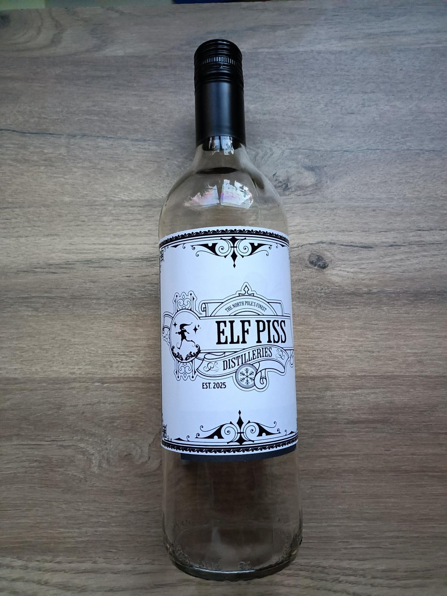 Funny Christmas Wine Bottle Label “ Elf Piss” Front Label + Optional Back Label - Secret Santa gift