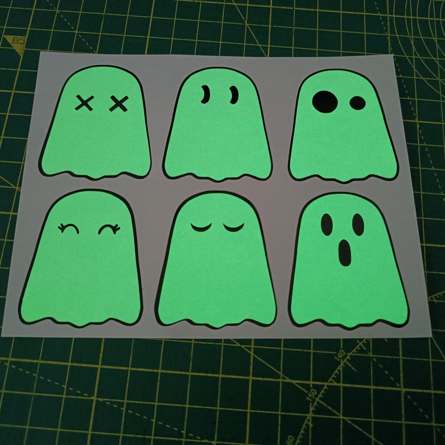 Ghosts Glow in the Dark Sticker Sheet - Kawaii Vinyl Stickers for Crafts & Journals