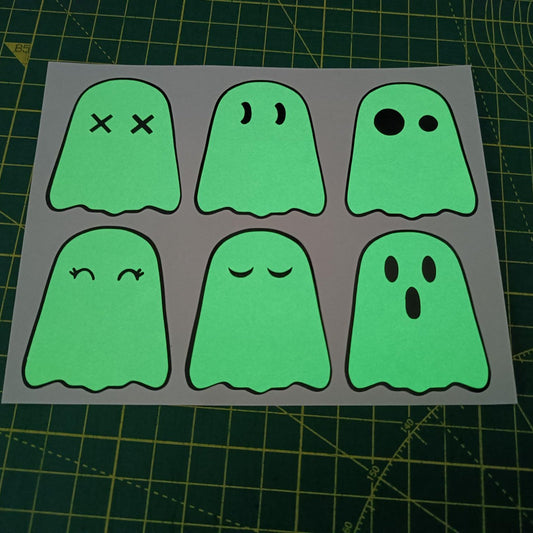 Ghosts Glow in the Dark Sticker Sheet - Kawaii Vinyl Stickers for Crafts & Journals