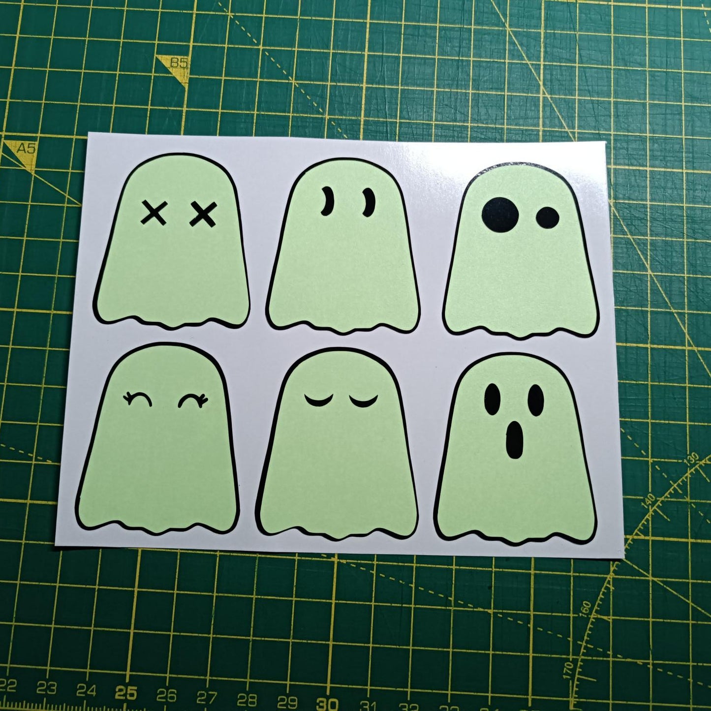 Ghosts Glow in the Dark Sticker Sheet - Kawaii Vinyl Stickers for Crafts & Journals