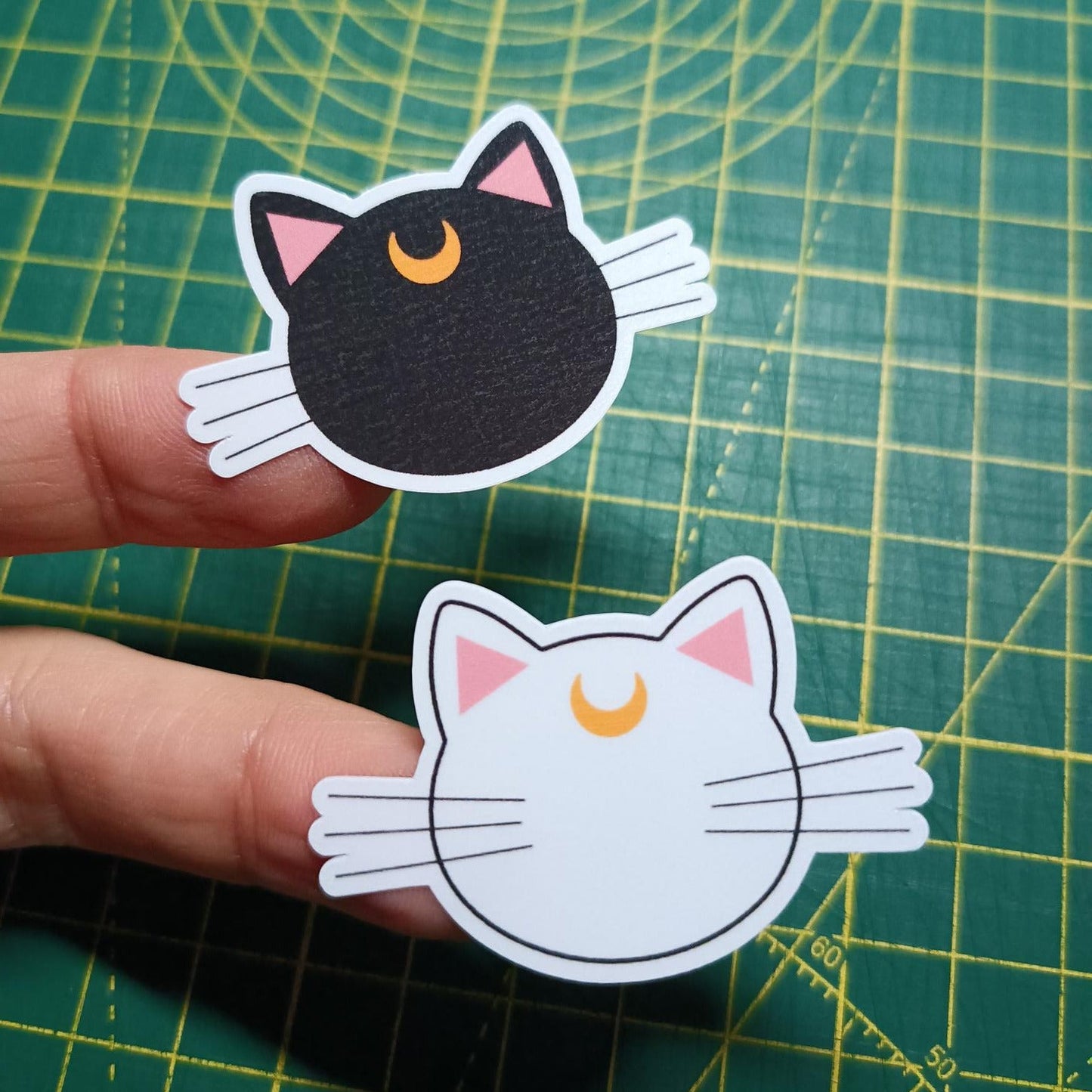 Luna and Artemis Cats Moon | Anime-Inspired Stickers for Planners, Scrapbooking & Laptops | Waterproof sticker