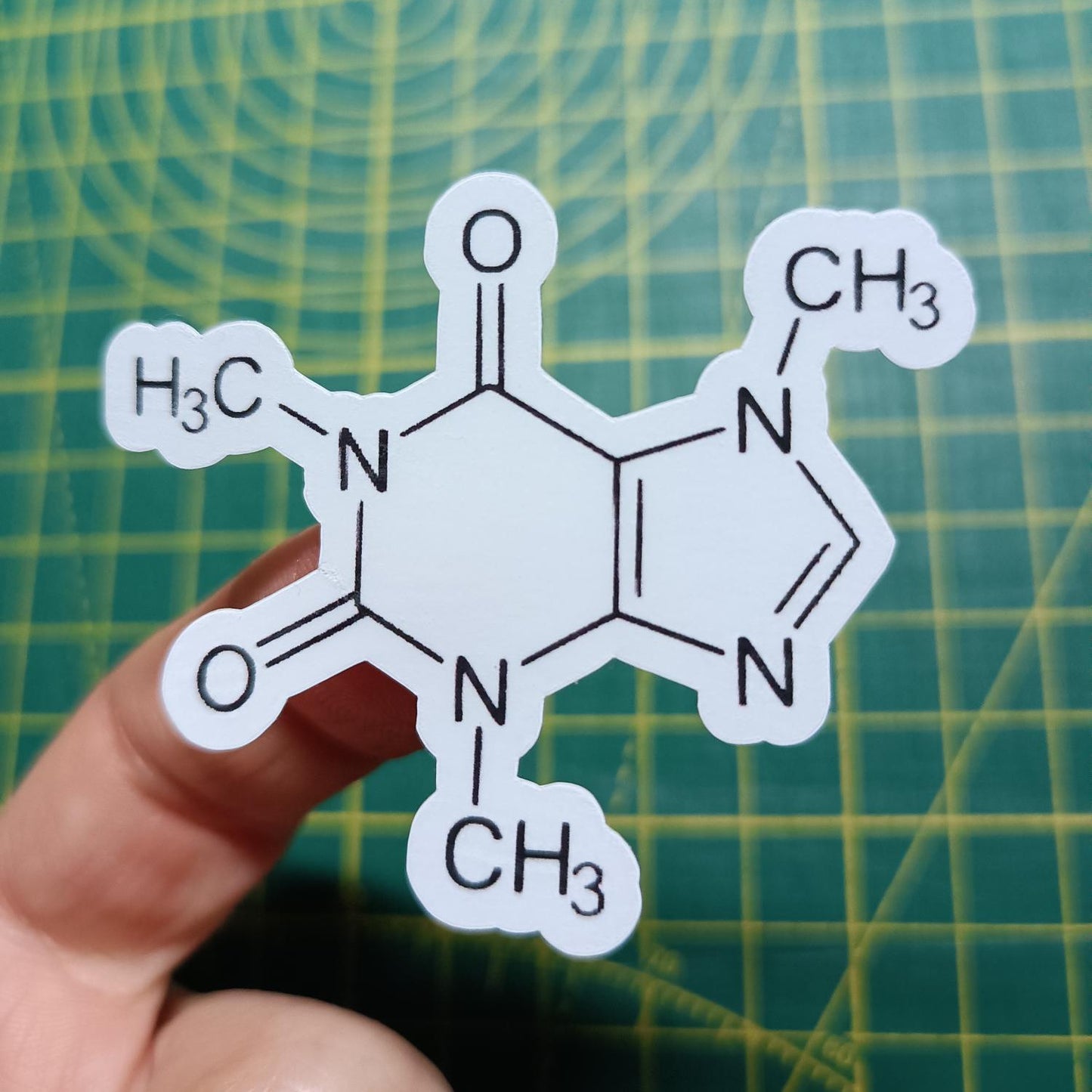 Caffeine sticker, molecule science Chemistry - Geeky Coffee Gift  for Laptops & Bottles