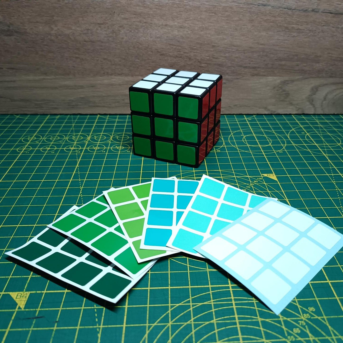 3x3 Full Set Replacement Stickers – GREEN Range | High-Quality Vinyl Sticker Set for Magic Cube | DIY Cube Restore & Custom Upgrade