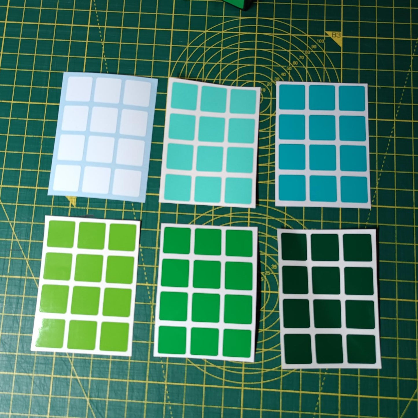 3x3 Full Set Replacement Stickers – GREEN Range | High-Quality Vinyl Sticker Set for Magic Cube | DIY Cube Restore & Custom Upgrade