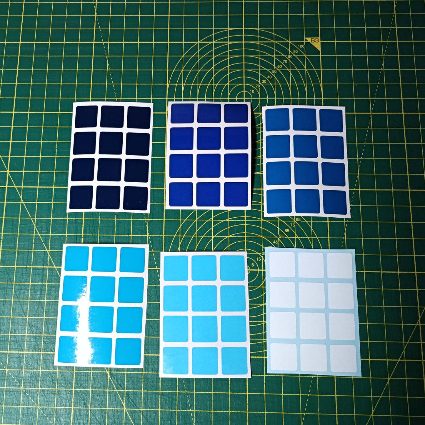 3x3 Full Set Replacement Stickers – Blue Range | High-Quality Vinyl Sticker Set for Magic Cube | DIY Cube Restore & Custom Upgrade