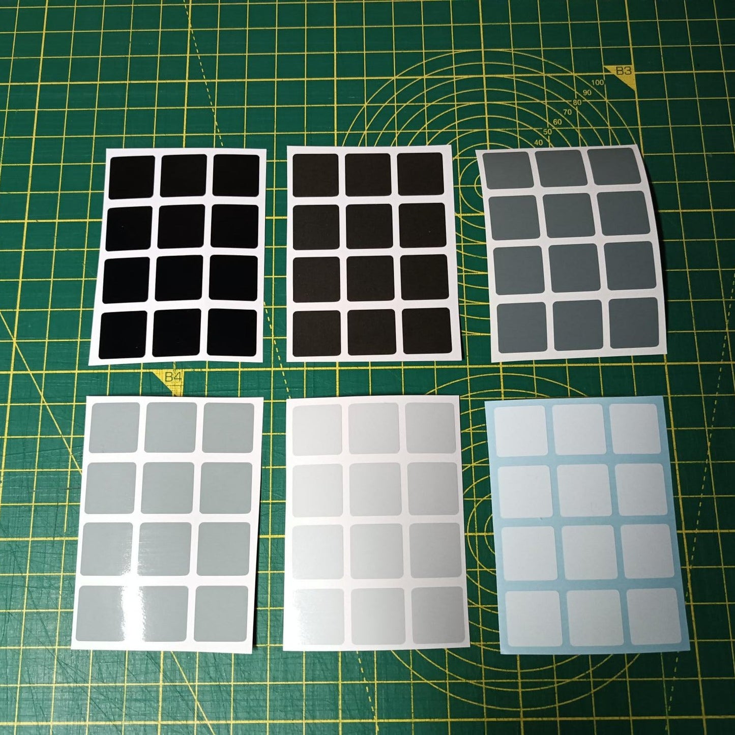 3x3 Full Set Replacement Stickers – GREY Range | High-Quality Vinyl Sticker Set for Magic Cube | DIY Cube Restore & Custom Upgrade