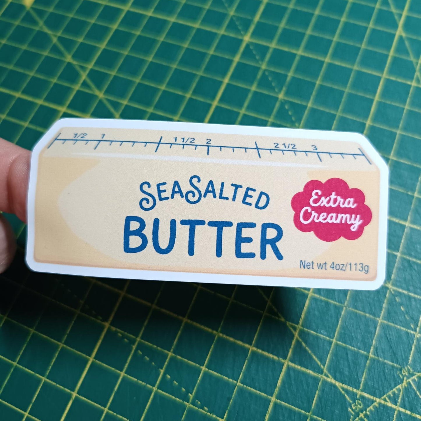 Salted Butter Stick Sticker - Cute Butter Vinyl Decal for Laptop, Water Bottle, Journal - Food Sticker, Stay Creamy Decal