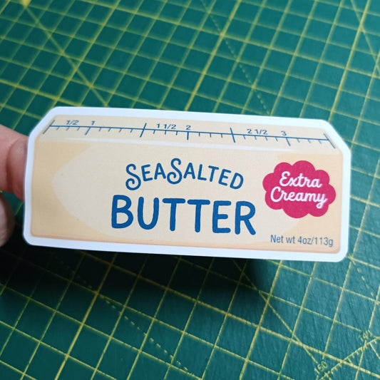 Salted Butter Stick Sticker - Cute Butter Vinyl Decal for Laptop, Water Bottle, Journal - Food Sticker, Stay Creamy Decal