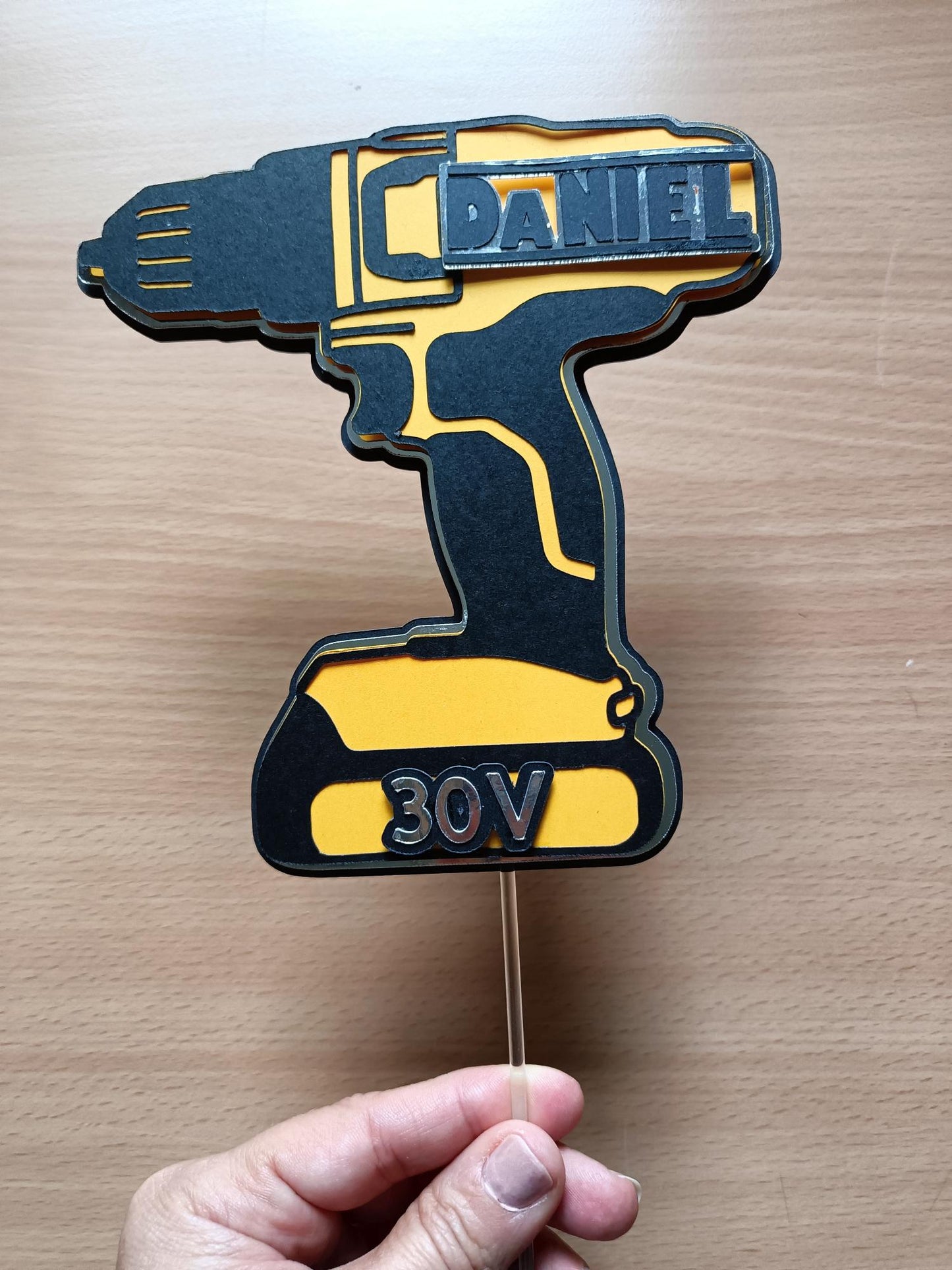 Personalised 3D Drill Cake Topper | Milwaukee & DeWalt Inspired Decor