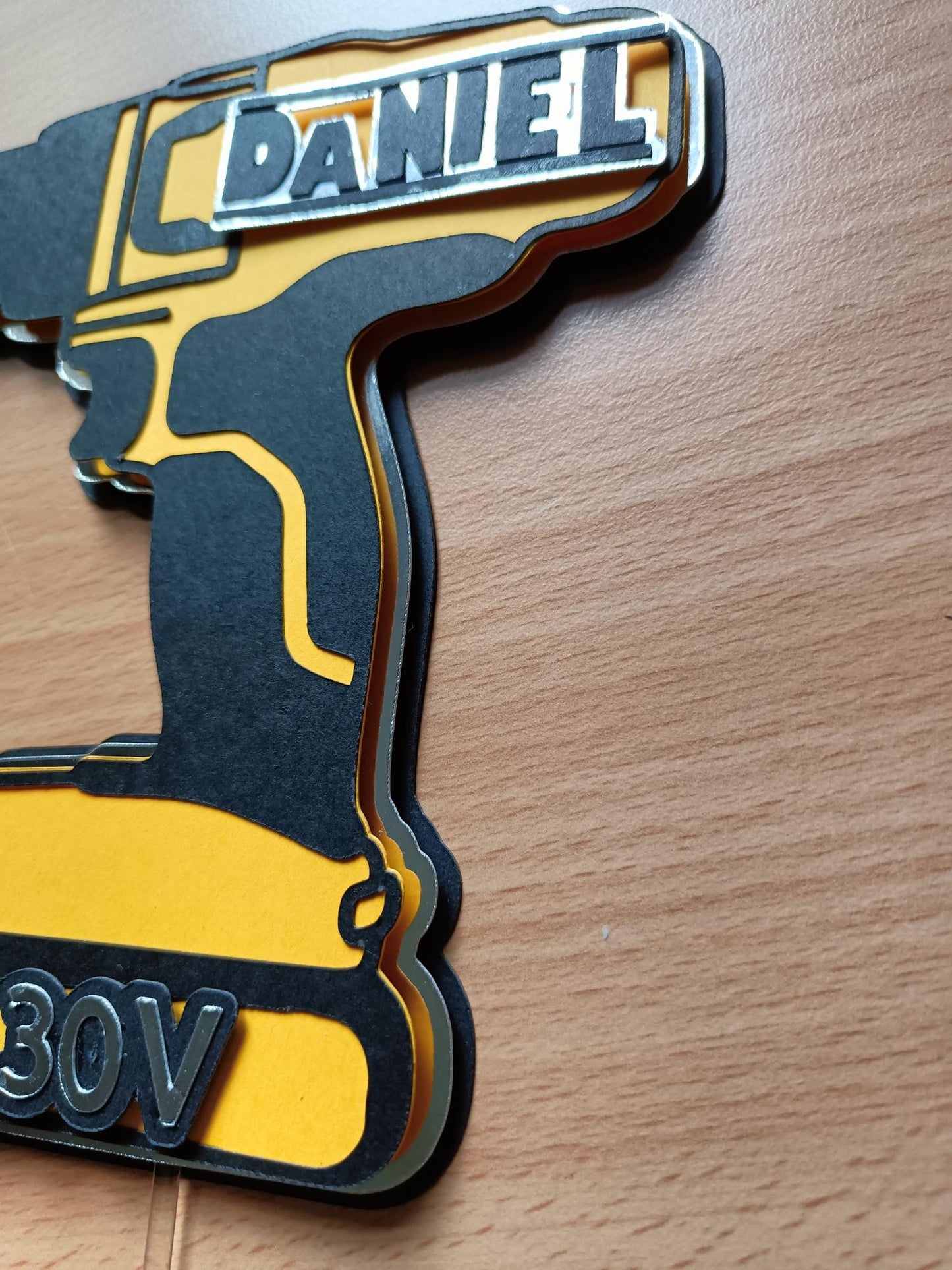 Personalised 3D Drill Cake Topper | Milwaukee & DeWalt Inspired Decor