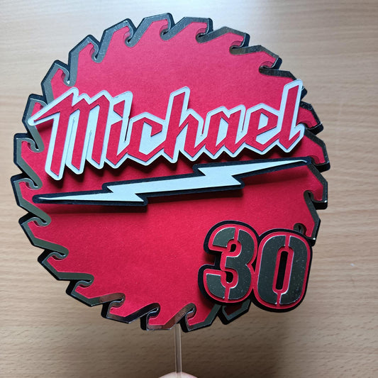 Personalised 3D Circular Saw Cake Topper | Milwaukee Inspired Carpenter Decor