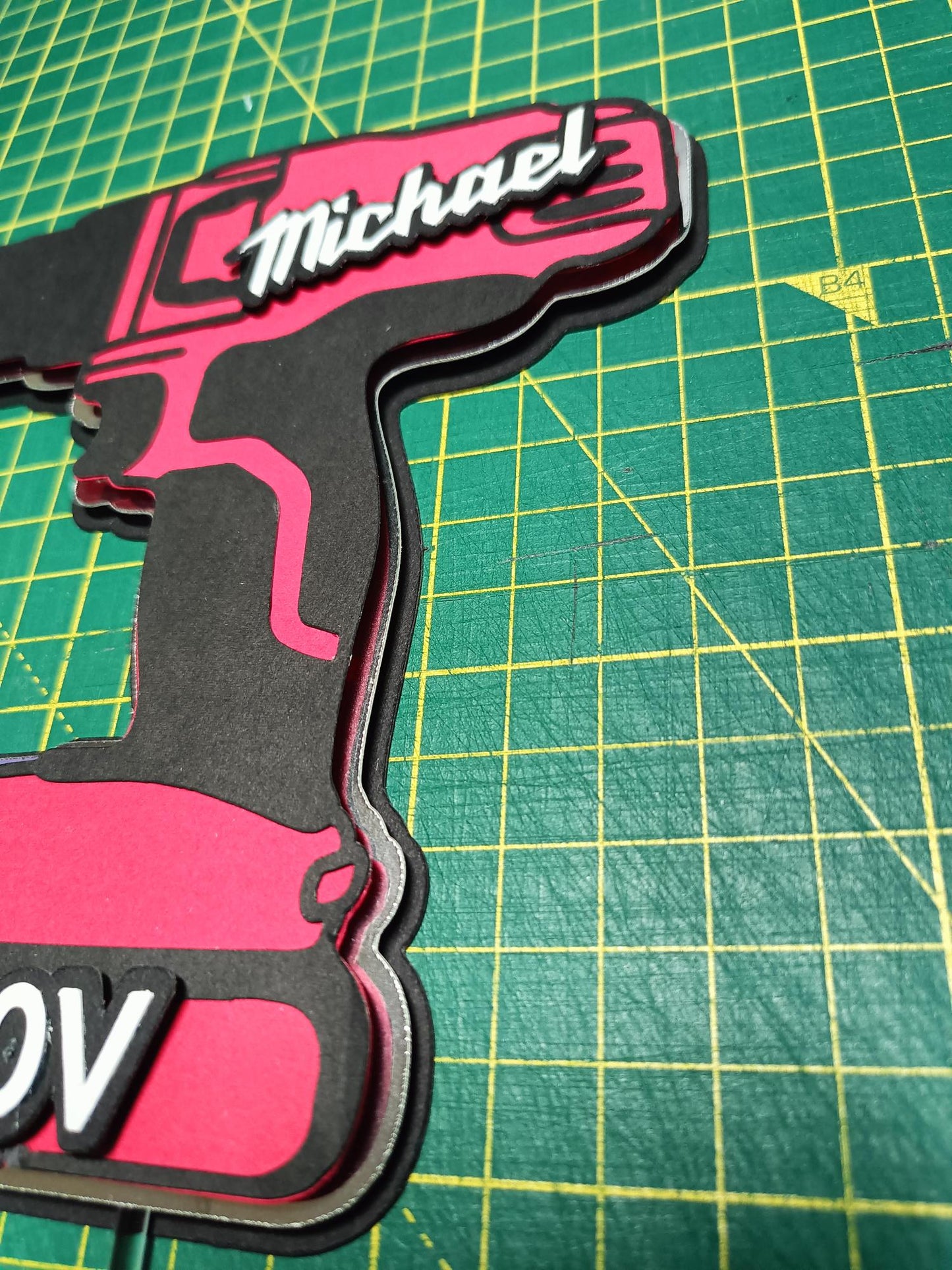 Personalised 3D Drill Cake Topper | Milwaukee & DeWalt Inspired Decor