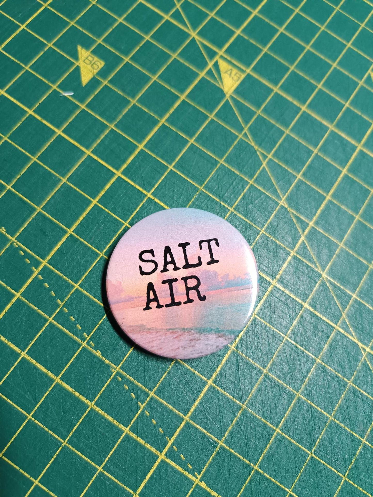 Salt Air Folklore Pin Badge - August Taylor Inspired Button Pin - 1.5" (38mm)