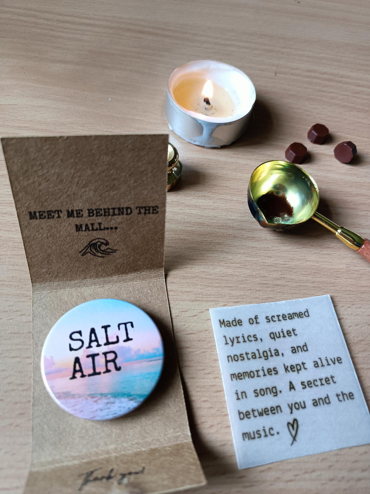 Salt Air Folklore Pin Badge - August Taylor Inspired Button Pin - 1.5" (38mm)