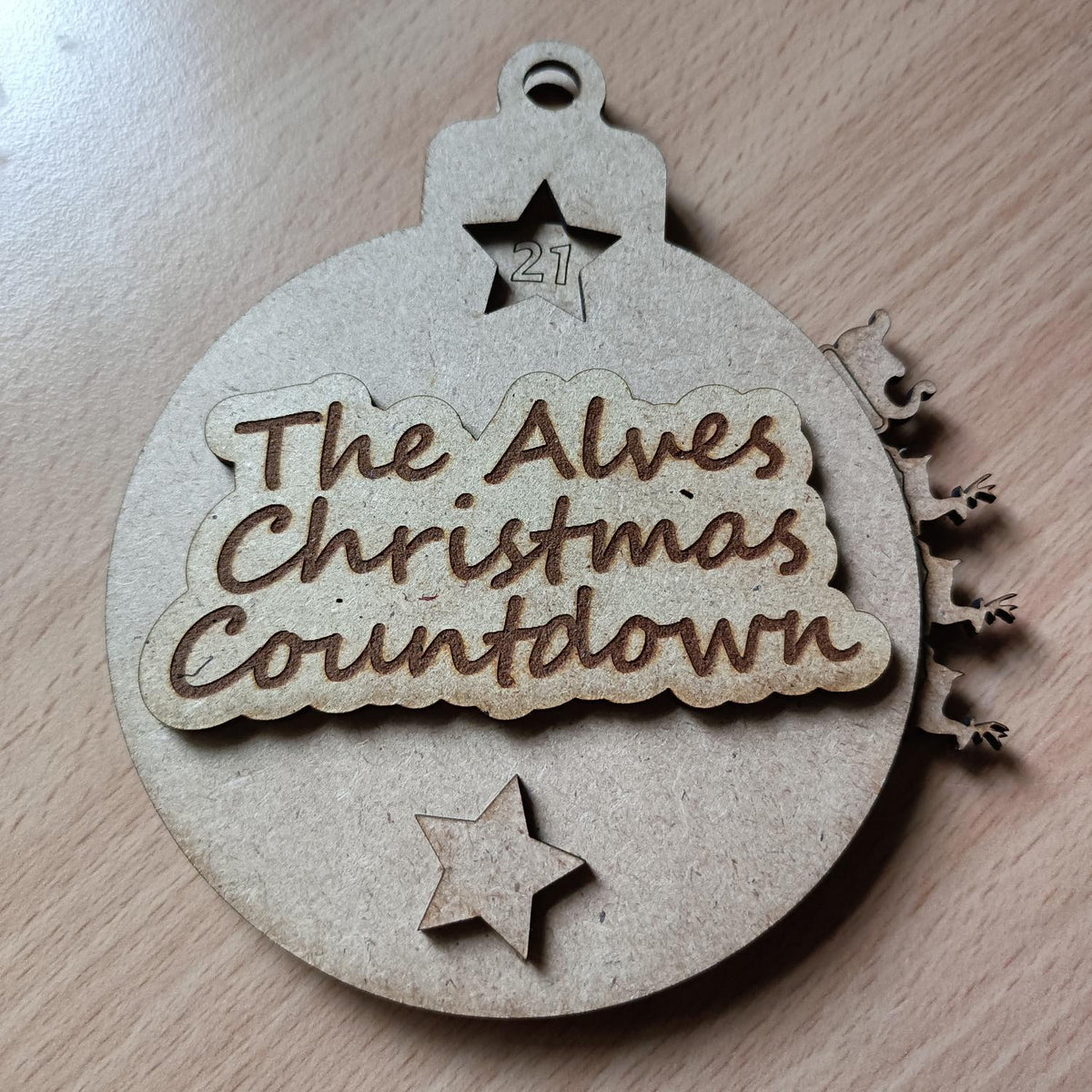 Personalised Wooden Christmas Countdown Bauble