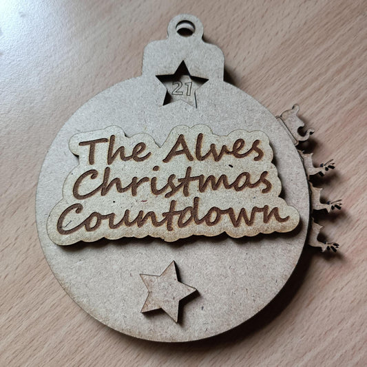 Personalised Wooden Christmas Countdown Bauble