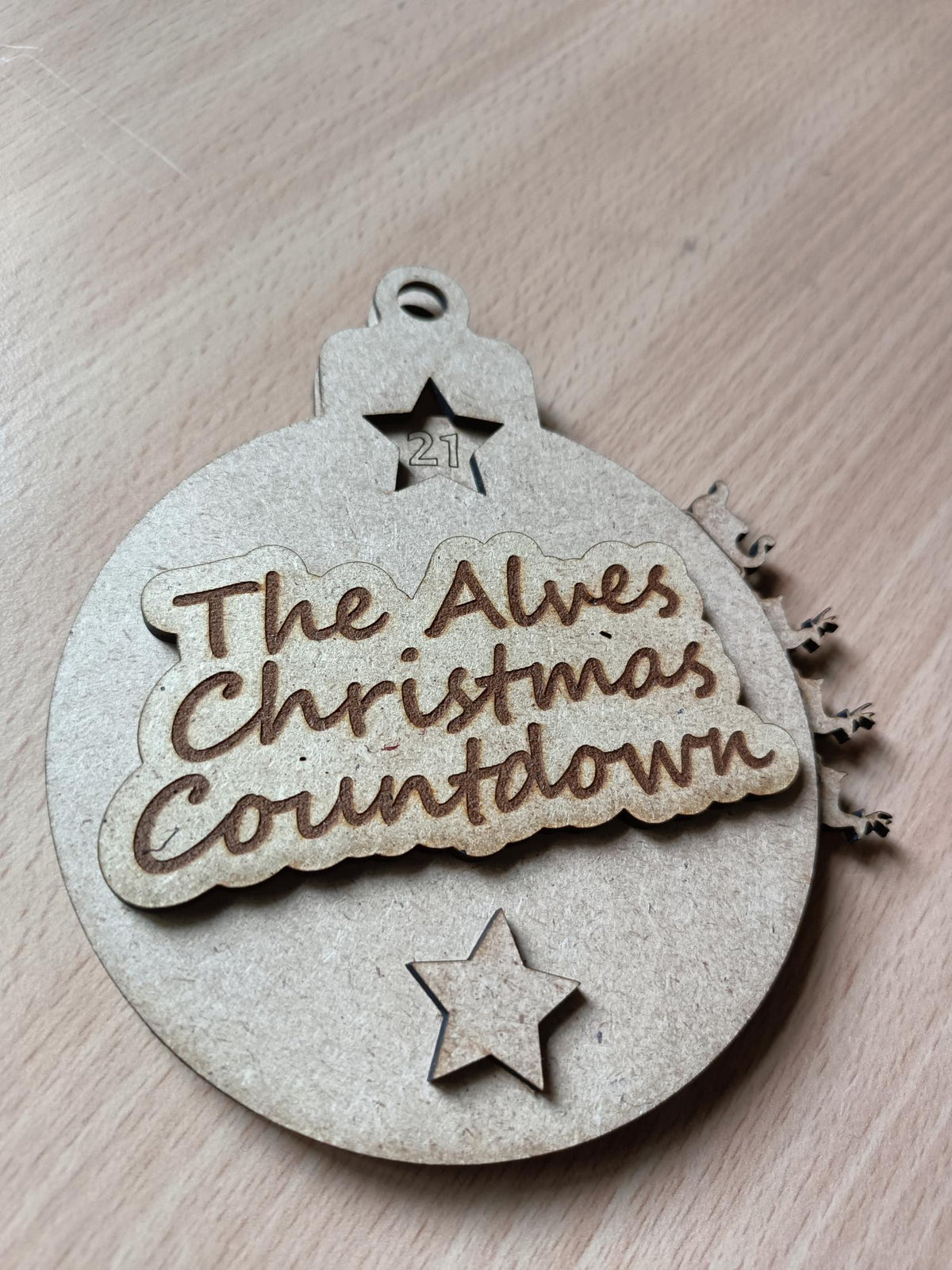 Personalised Wooden Christmas Countdown Bauble