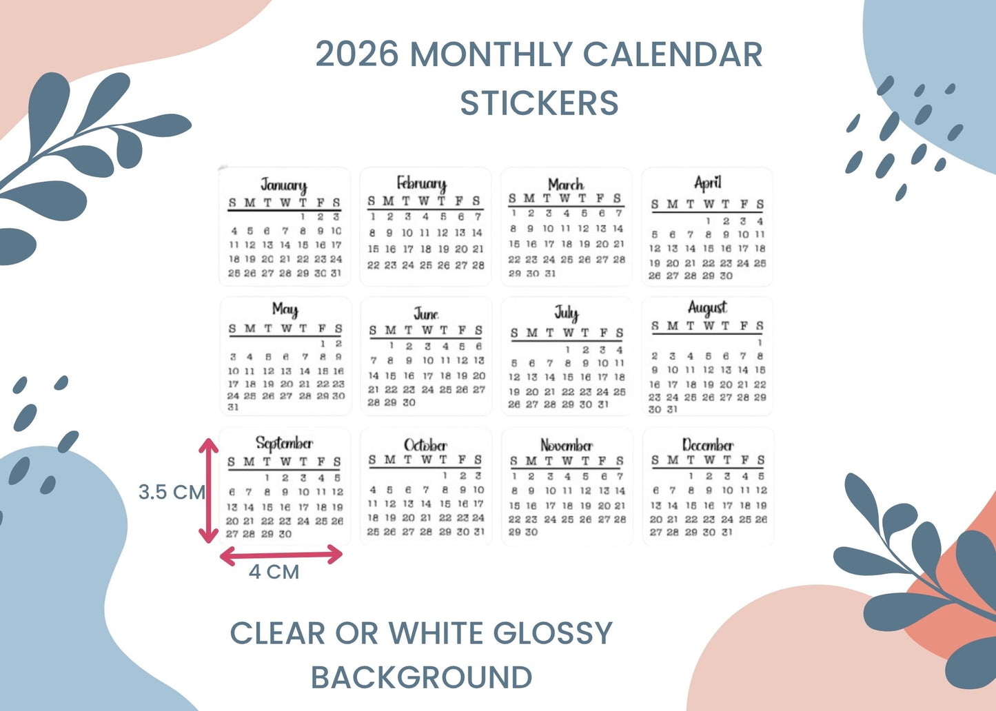 2026 Calendar Stickers Date Planner Stickers Bullet Journal Accessories Scrapbooking Stickers - Planner Organization Essentials