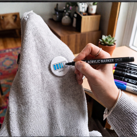 Colour-Your-Own Energy Battery Mood Badge (38mm)
