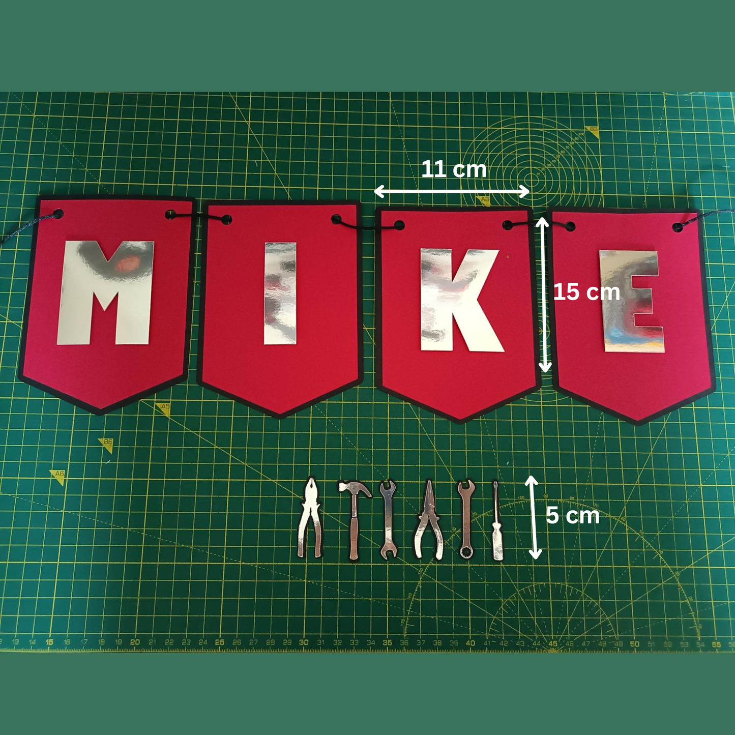 Personalised Mechanic Tools 3D Birthday Banner | Custom Name Bunting