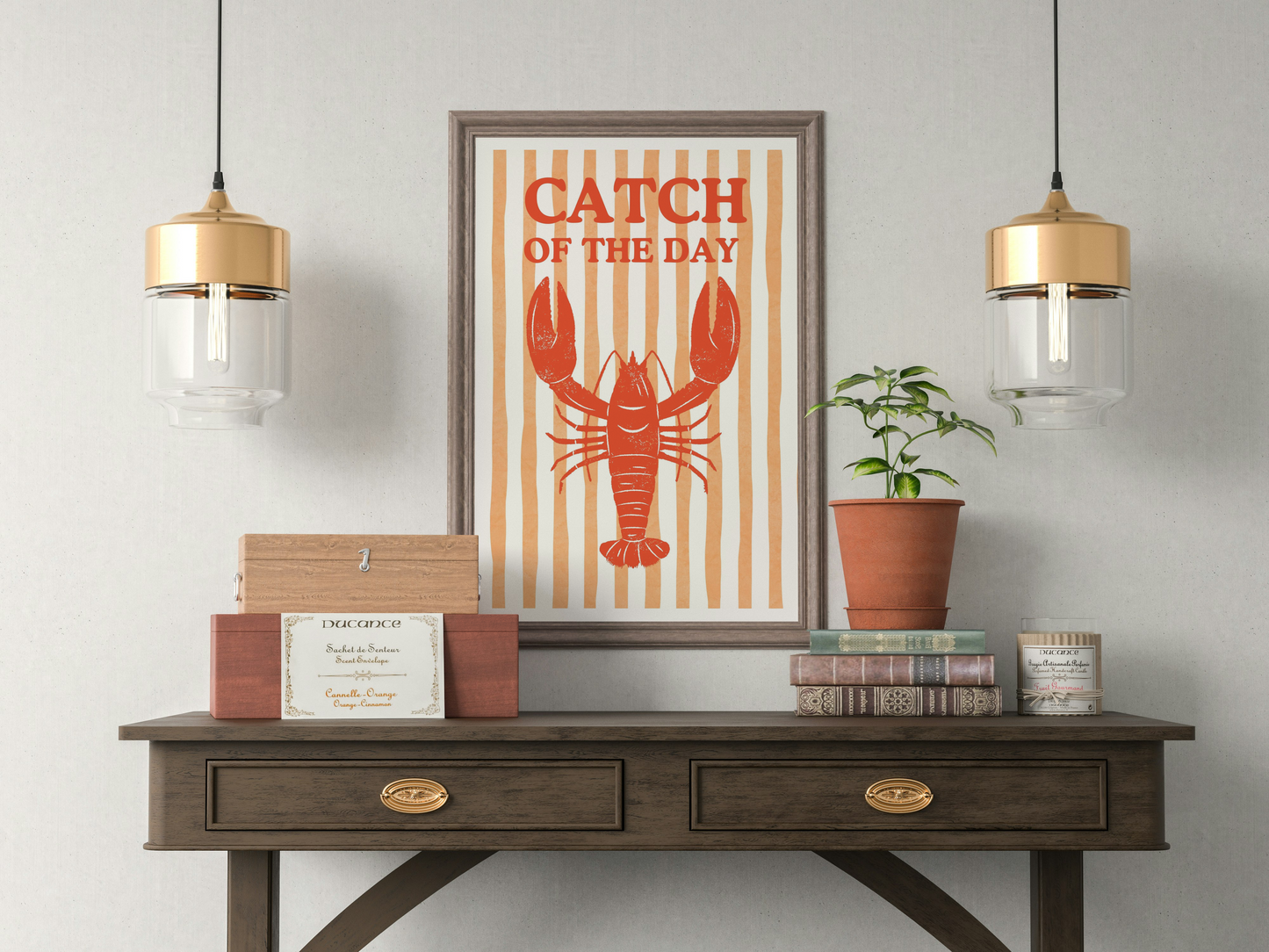 Lobster Catch of the Day Print, Coastal Kitchen Art (Digital Download)