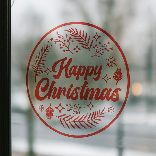 HAPPY CHRISTMAS Lettering - Festive Window Door Display Vinyl Decal