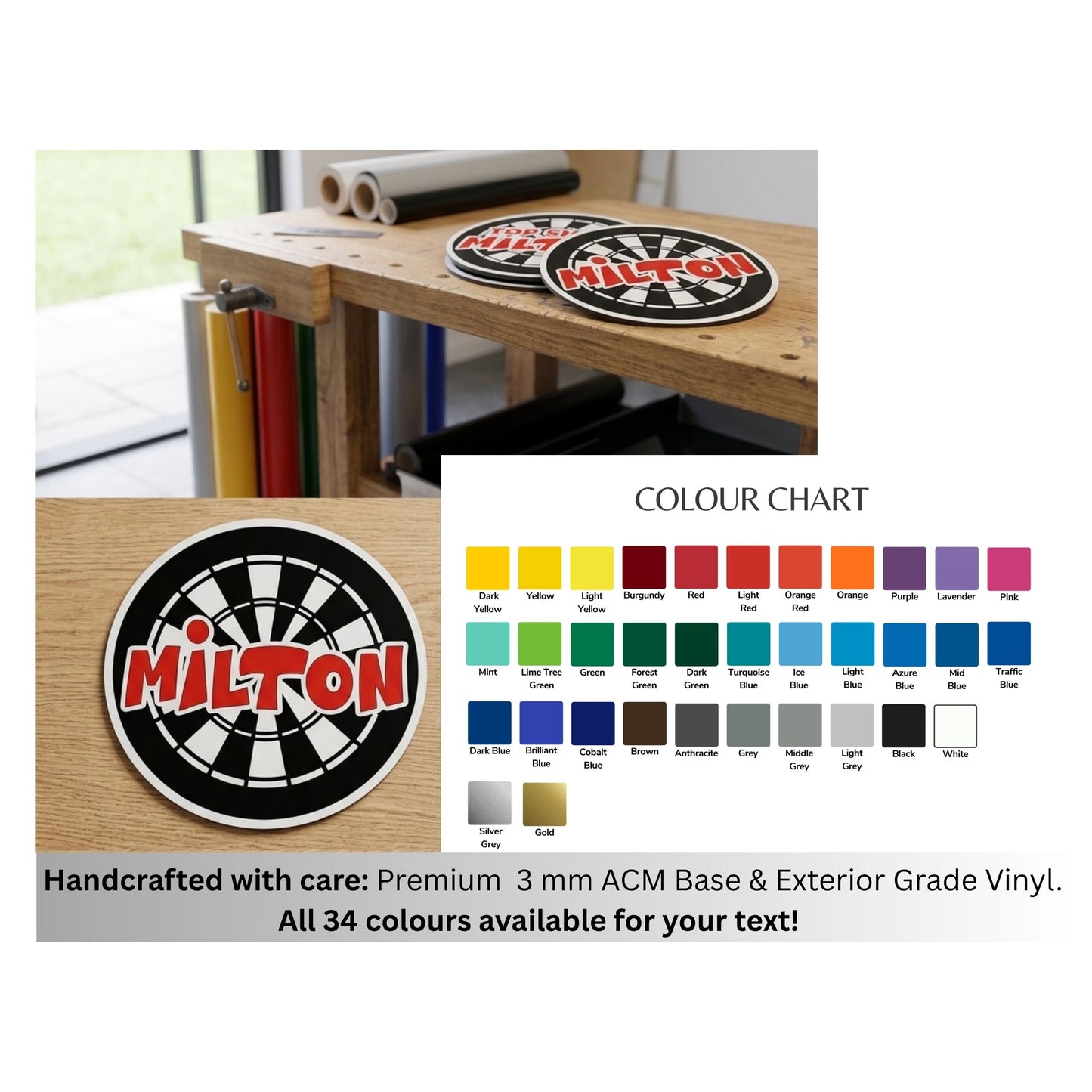 Personalised Dartboard Sign – 30cm Aluminum Composite ( ACM) Plaque for Man Cave, Garden Bar Decor