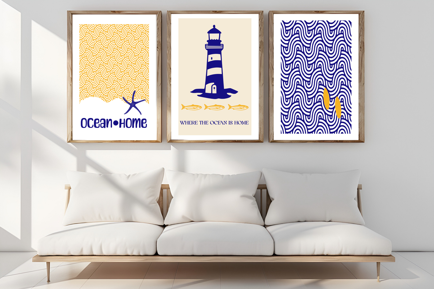 The Ocean Whisper Collection | Set of 3 Digital Art Prints | Coastal Surf Decor
