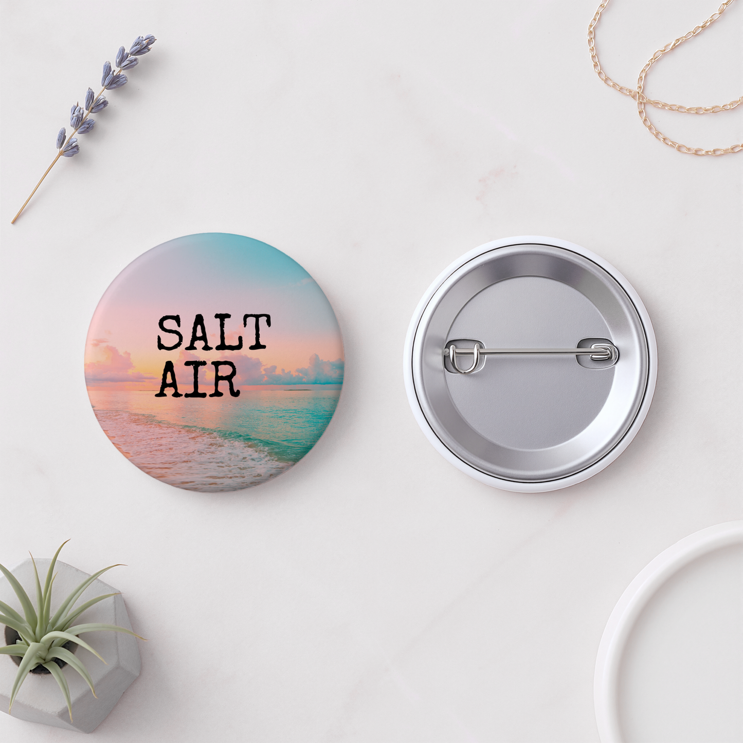 Salt Air Folklore Pin Badge - August Taylor Inspired Button Pin - 1.5" (38mm)