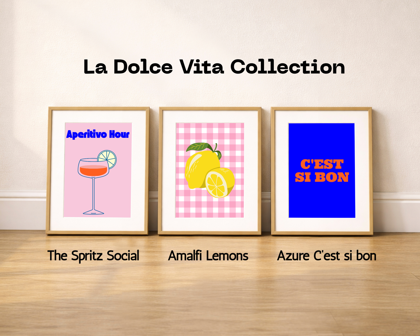 La Dolce Vita Set of 3 Digital Prints | Retro Kitchen Gallery Wall | Spritz & Lemons Dopamine Decor Art