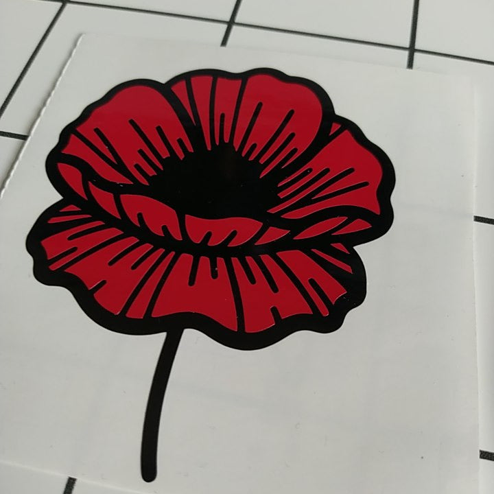 Lest We Forget: Poppy Car Sticker for Remembrance Day