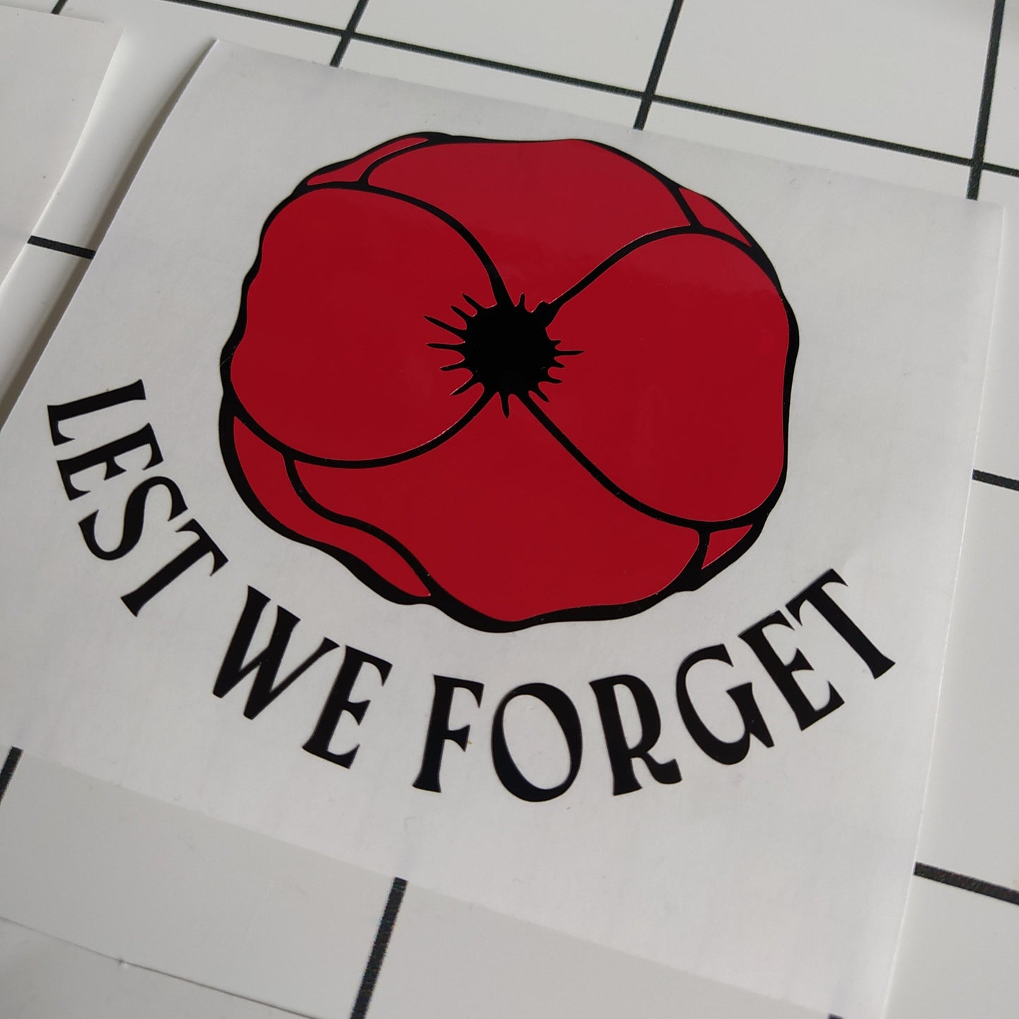 Lest We Forget: Poppy Car Sticker for Remembrance Day