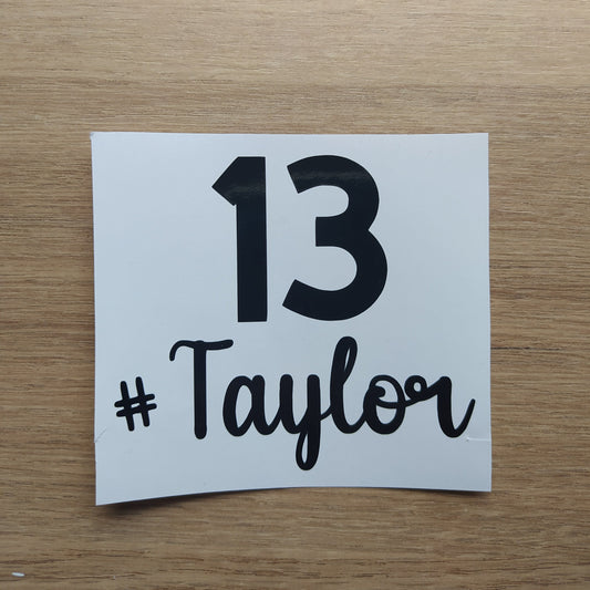 Lucky Number 13 #Taylor Vinyl Decal for Laptop, Tumbler, Car & Kindle