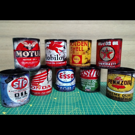 Oil Can Style  Mug – Retro Vintage Garage Decor Cup, Mechanic Gift, Two-Stroke Motor Oil Design