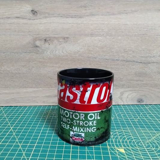 Castrol Oil Can Style  Mug – Retro Vintage Garage Decor Cup, Mechanic Gift, Two-Stroke Motor Oil Design