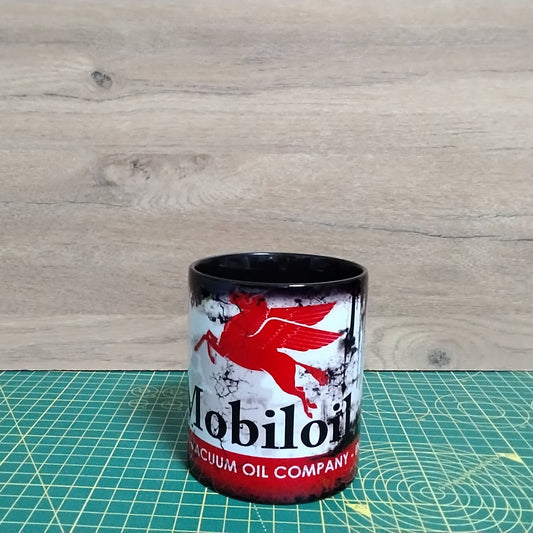 Mobil Oil Retro Oil Can 11 oz Mug –Black interior - Vintage Garage Decor, Mechanic Gift
