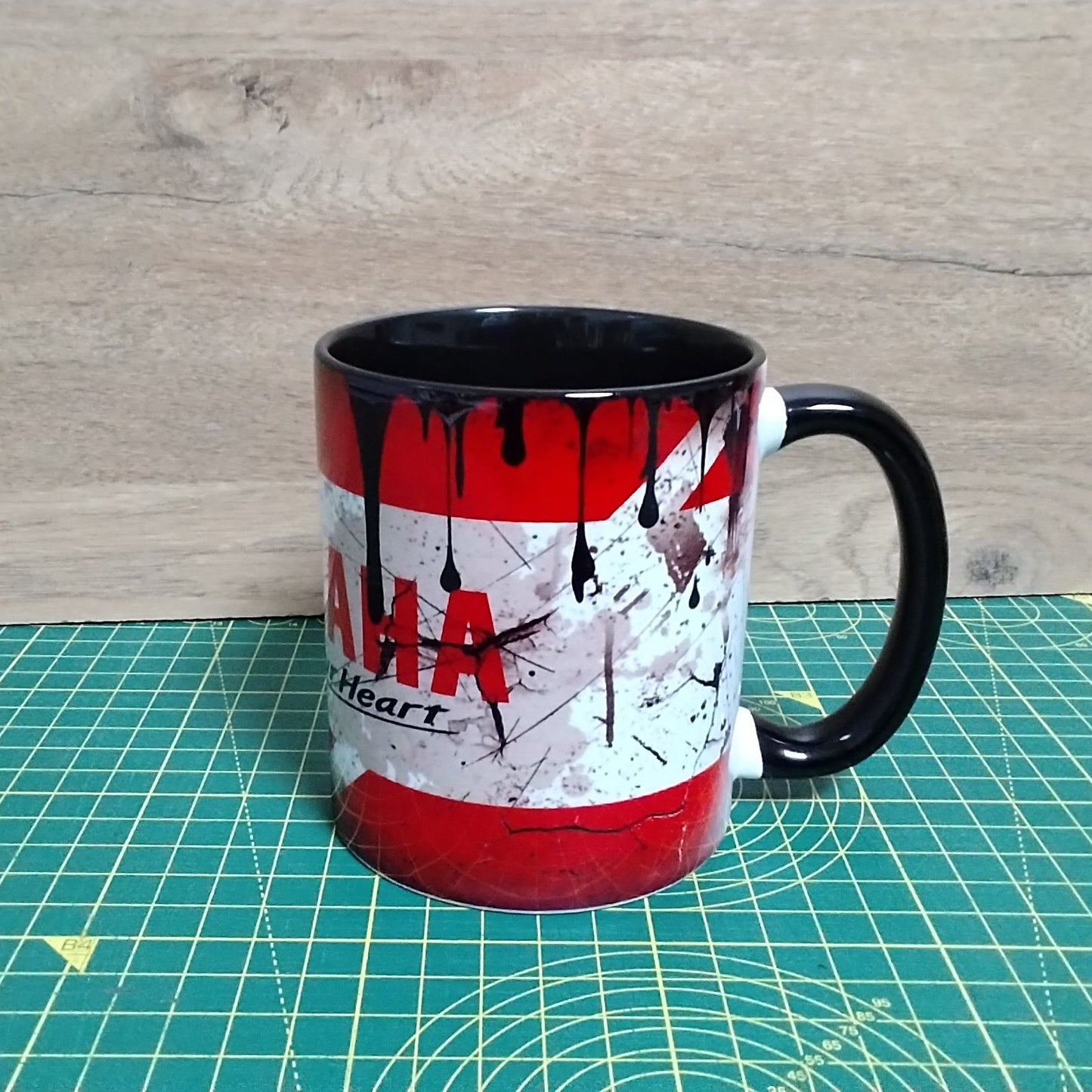 Yamaha-Inspired Grunge Style Ceramic Mug – Black Interior – 11oz Coffee Cup Gift