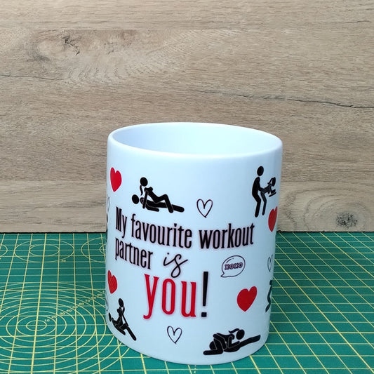 Funny Workout Partner 11 Oz Mug – Naughty Couple Mug, Valentine’s Gift for Him or Her