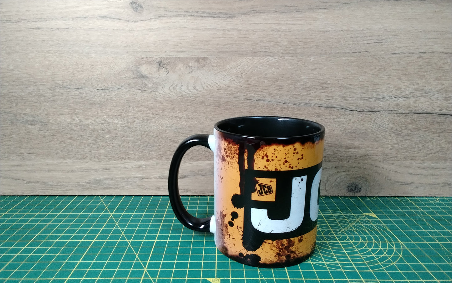 JCB - Inspired Grunge Style Ceramic Mug – Black Interior – 11oz Coffee Cup Gift